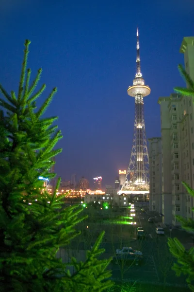 Dragon Tower in Harbin at night — Stock Photo, Image