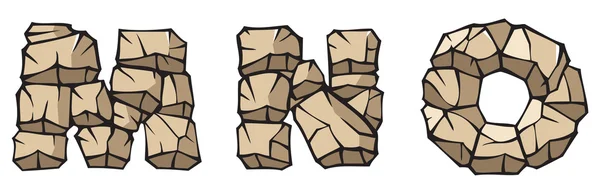 Alfabeto de piedra: MNO — Vector de stock