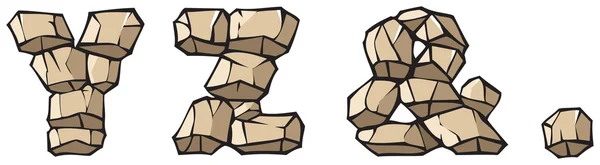 Alfabeto de piedra: YZ, ampersand y punto — Vector de stock