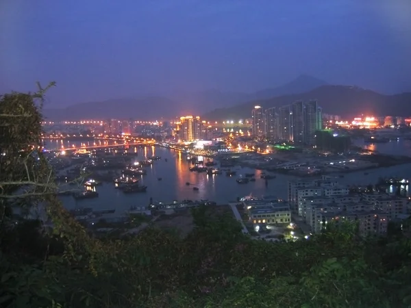 Port morski w nocy — Zdjęcie stockowe