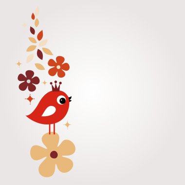 Bird and flower card design clipart