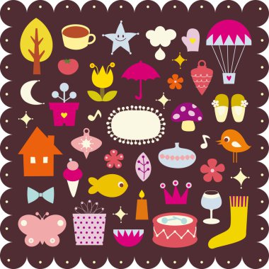 Cute elements design clipart