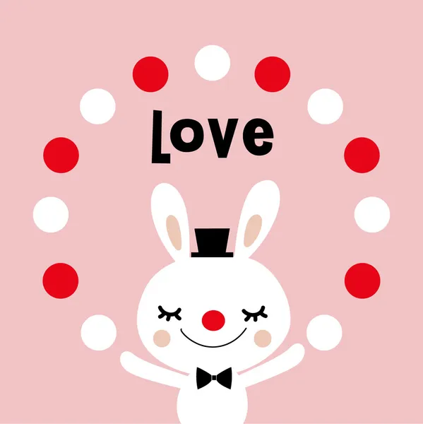 Design della carta d'amore coniglio — Vettoriale Stock