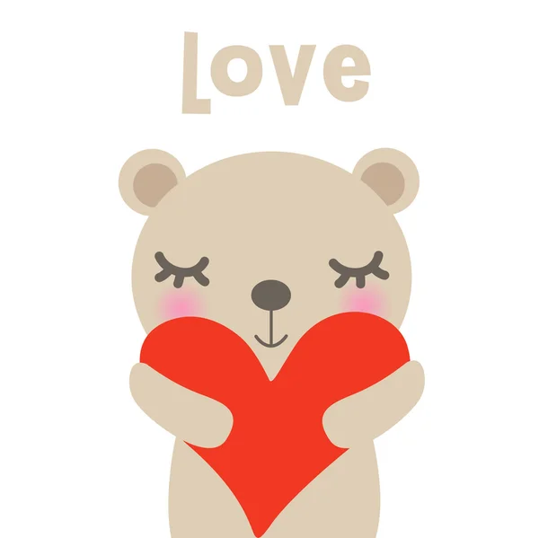 Lindo oso vector con amor — Archivo Imágenes Vectoriales