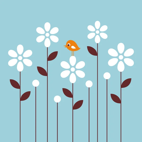 Vector bird and flower background desig — Stock Vector