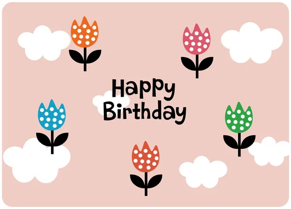 Design de cartão de aniversário floral vetor —  Vetores de Stock