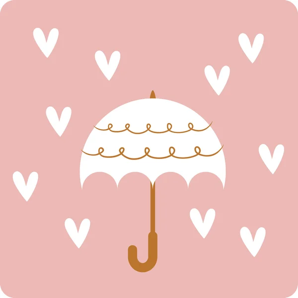 Aşk kartı tasarımı ile şemsiye — Stok Vektör