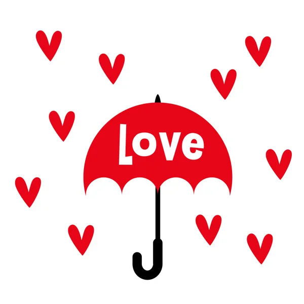 Guarda-chuva com design de cartão de amor — Vetor de Stock