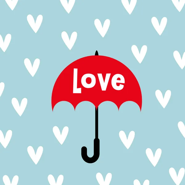 Ombrello con disegno della carta d'amore — Vettoriale Stock
