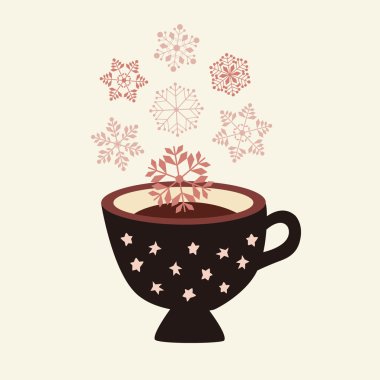 Cup with snowflack clipart