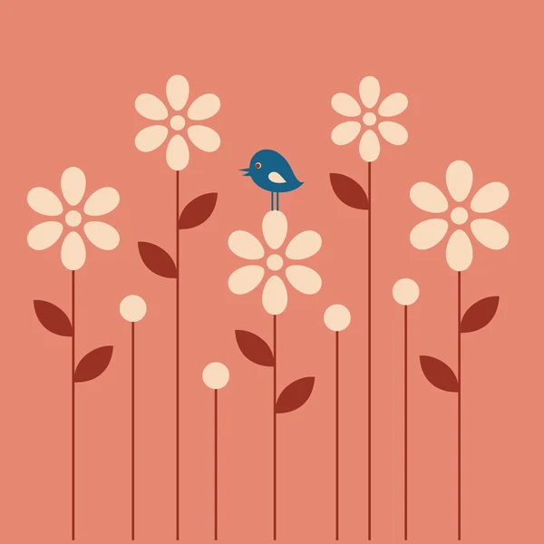 Fågel och blomma bakgrundsdesign — Stockfoto