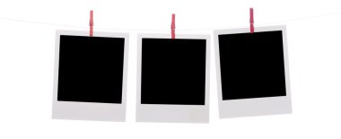 Polaroid photos hanging on rope clipart