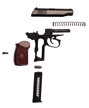 Makarov pistol disassembled clipart