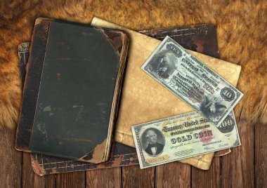 Vintage kağıtları ve para