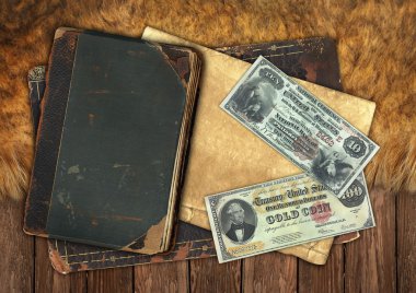 Vintage papers and money clipart