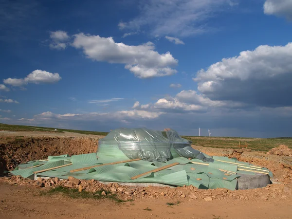 Строящаяся ветряная электростанция — стоковое фото