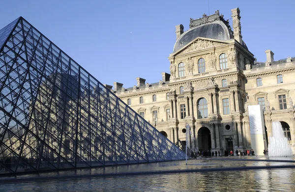 stock image Pyramid building of Louvre