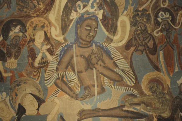 Буддийская живопись гротов Дуньхуана — стоковое фото