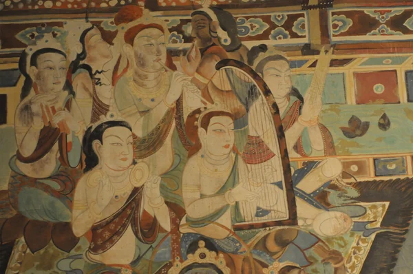 Pintura mural de Grutas de dunhuang — Stockfoto