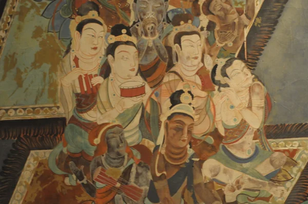 佛教绘画的敦煌石窟 — 图库照片