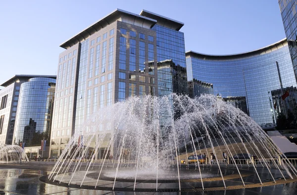 stock image Fountain and modern office building