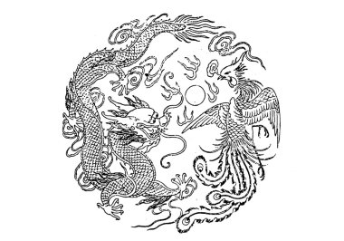 Dragon and phoenix clipart