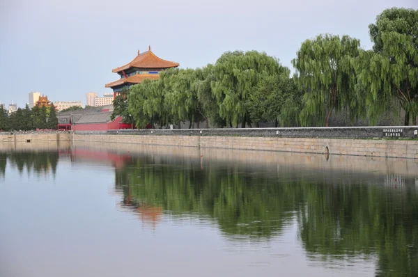stock image Forbidden city with reflection at night
