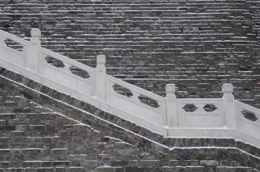 Ladder and old wall after snow clipart