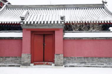 Chinese residential building after snow clipart