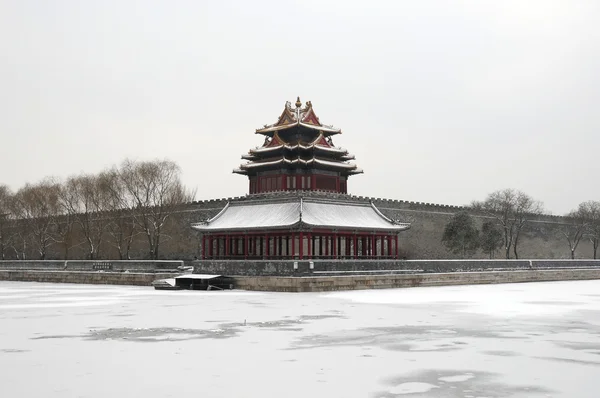 stock image Corner tower of forbidden city in snow