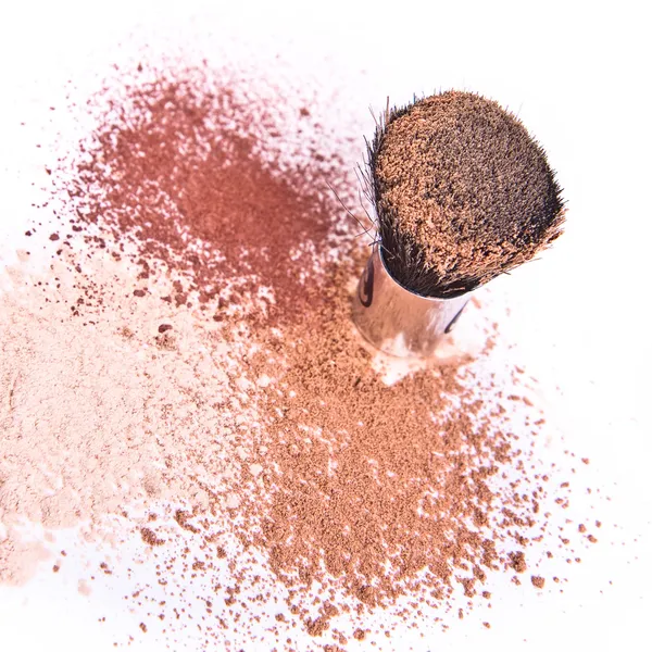 Makeup brush and powder — Stock Photo, Image