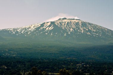 Etna volacano in the summer clipart