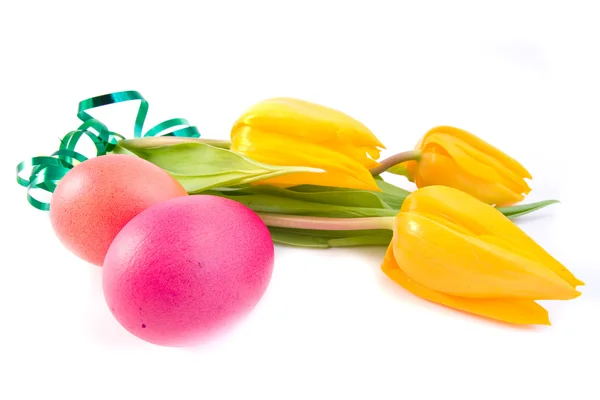 stock image Easter eggs with flowers