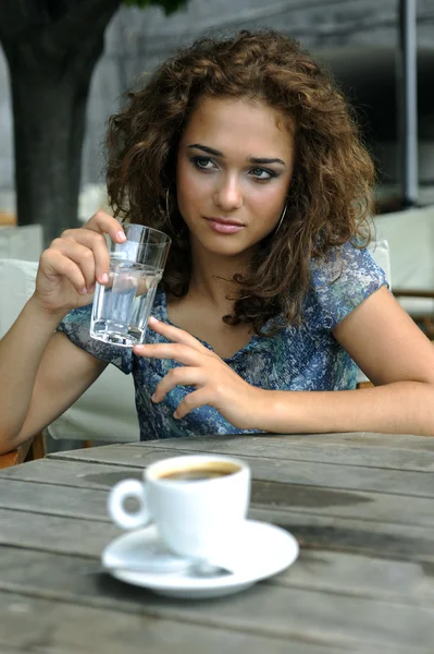 Beautiful girl with coffee — Stock Photo, Image