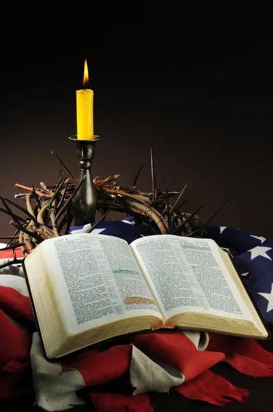 stock image Bible and american flag