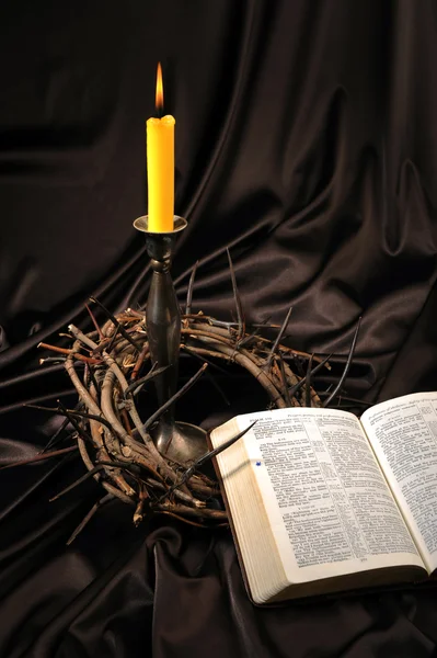 Bible and crown of thorns — Stock Photo, Image