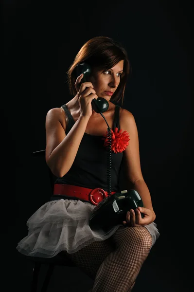Chica y teléfono — Foto de Stock