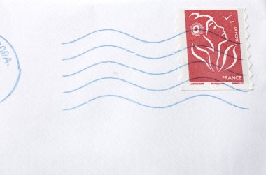 A white envelope letter with stamp clipart