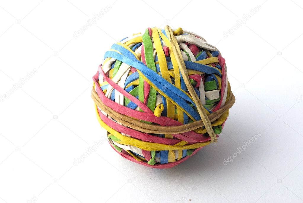 A ball made with elastic bands