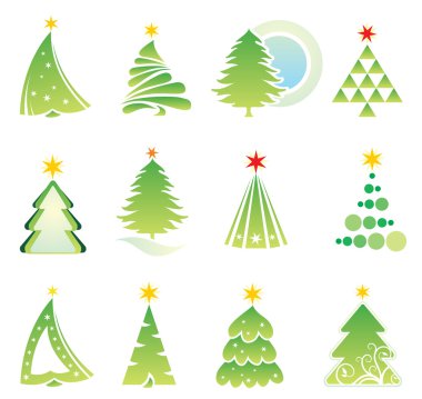 Christmas tree icons clipart