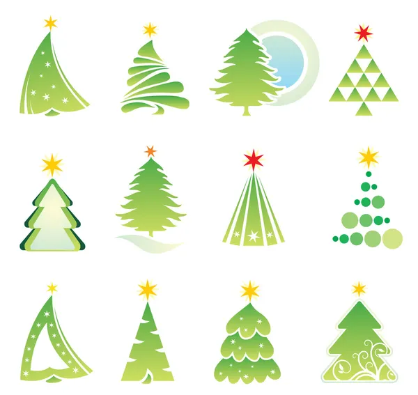 Ícones de árvore de Natal — Vetor de Stock