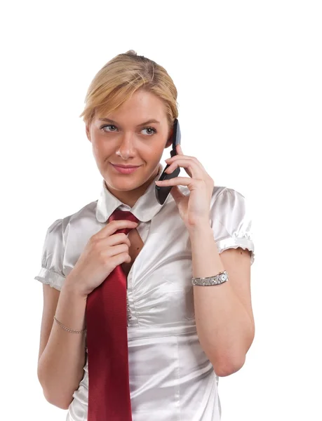 Happy young cute businessoman — Stock Photo, Image