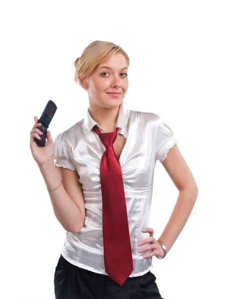 Happy young cute businessoman — Stock Photo, Image