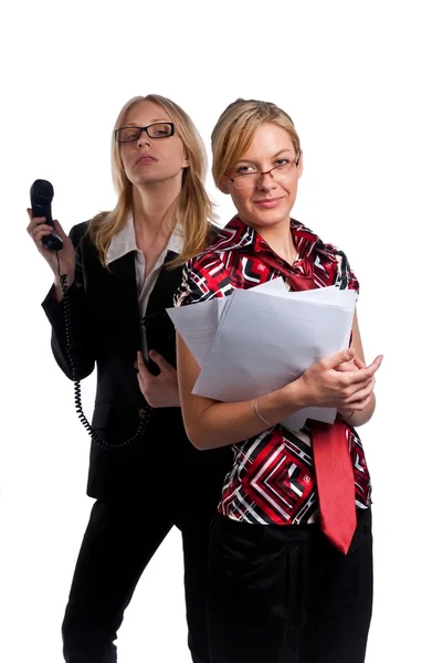 Twee jonge schattige zakelijke vrouwen Stockfoto