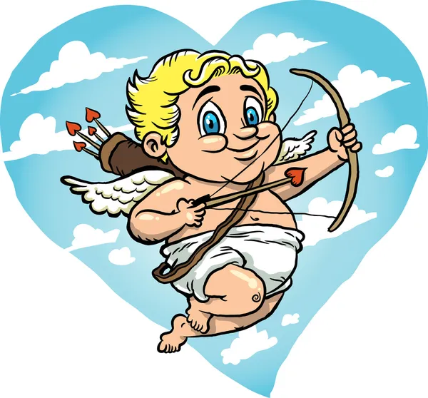 Flying Cupido Dibujos animados — Archivo Imágenes Vectoriales
