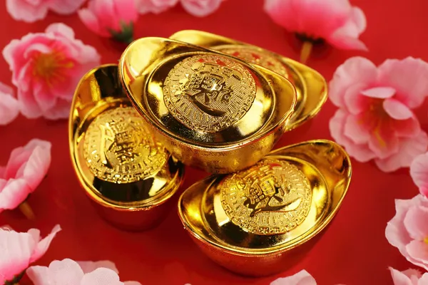 Lingotes tradicionais de ouro chinês — Fotografia de Stock
