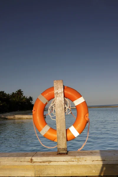 Lifebuoy on a dock / platform — стоковое фото