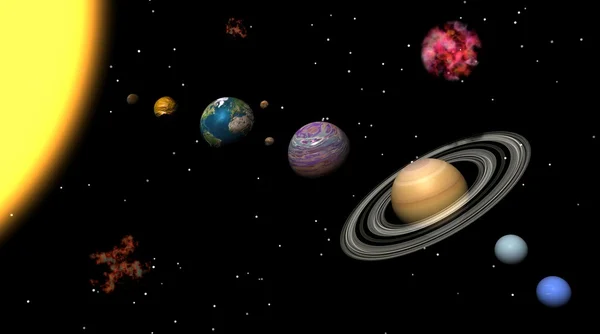 Solar system and nebulas — Stock Photo, Image