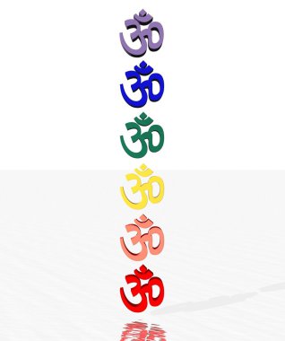 Colored aum / om in chakra column clipart