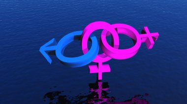 Bisexual woman upon ocean clipart